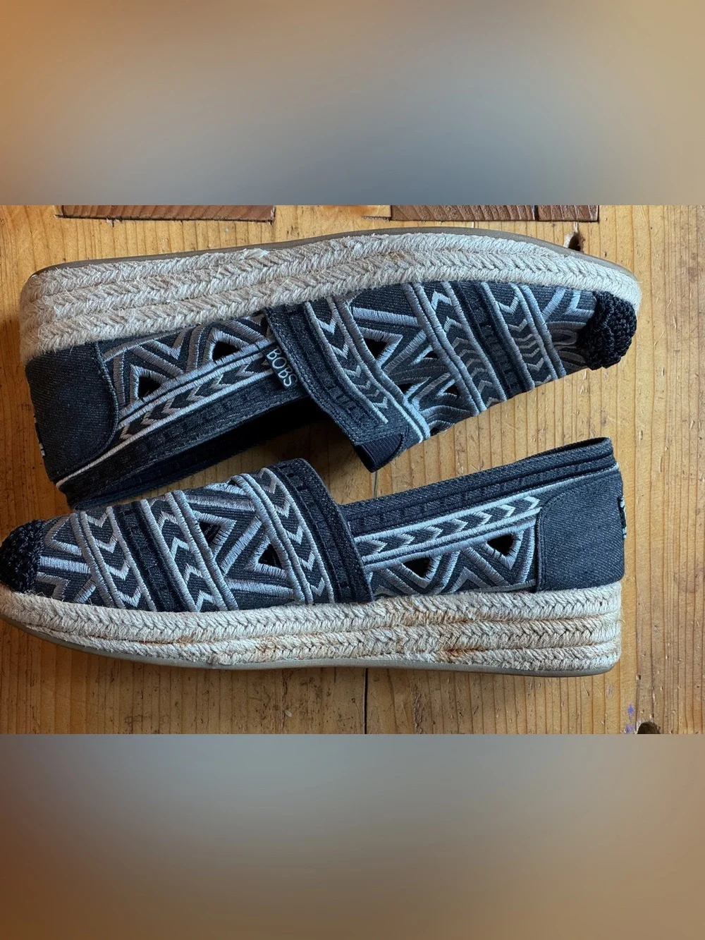BOBS by Skechers Black & Gray Slip-On Espadrille Shoe